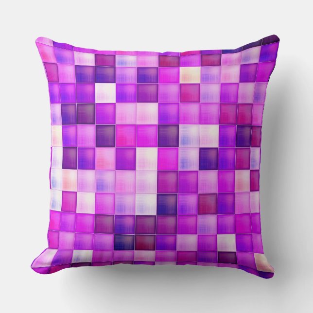 Video Game Pixels Pink Square Pattern Throw Pillow (Front)