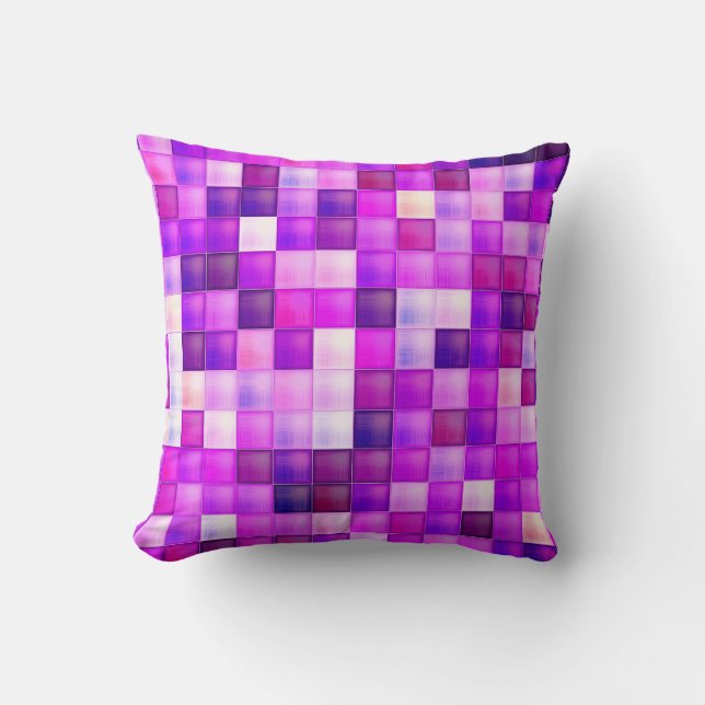 Video Game Pixels Pink Square Pattern Throw Pillow (Front)