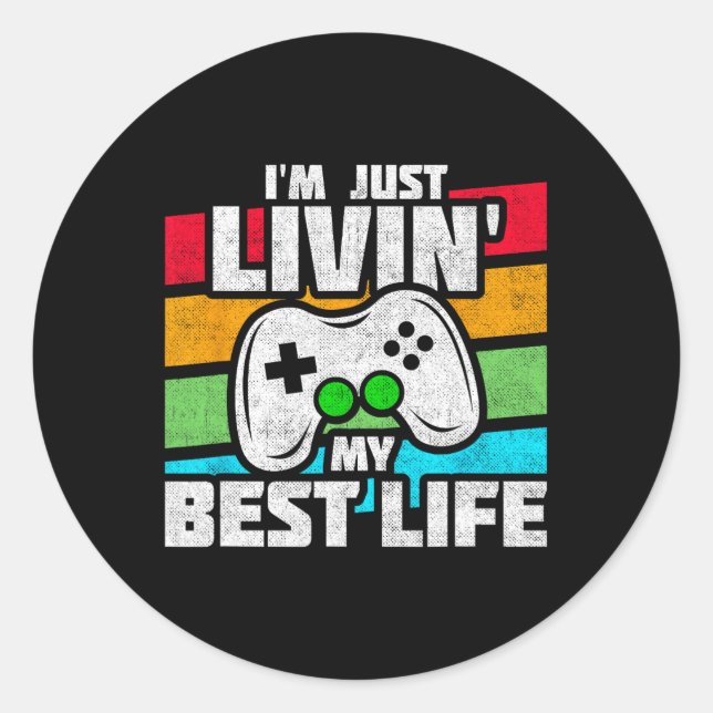 Video Game Player - Pc Console Online Gaming - Fun Classic Round Sticker (Front)