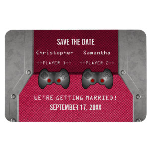 Video Game Save the Date Magnet, Pink Magnet
