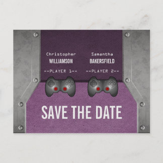 Video Game Save the Date Postcard, Purple Announcement Postcard