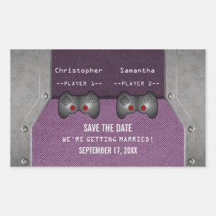 Video Game Save the Date Stickers, Purple Sticker