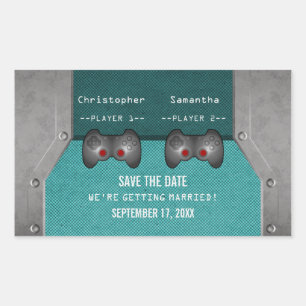 Video Game Save the Date Stickers, Teal Sticker