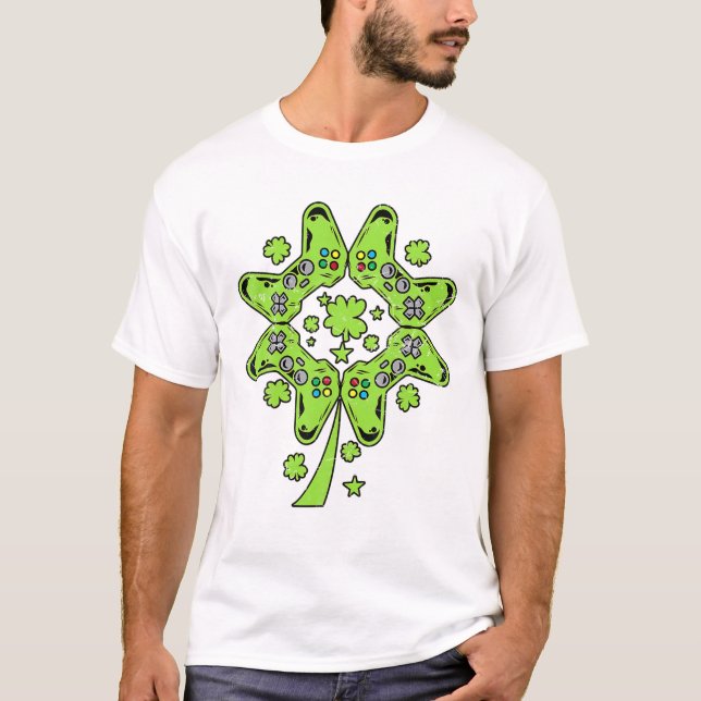 Video Game Shamrock Men Boys T-Shirt (Front)