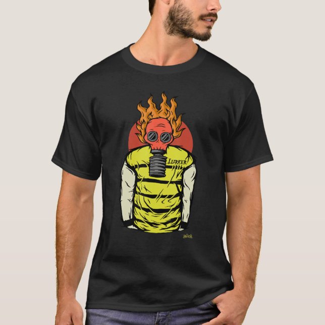 Video Game Streaming Lurker Gas Mask Gamer T-Shirt (Front)