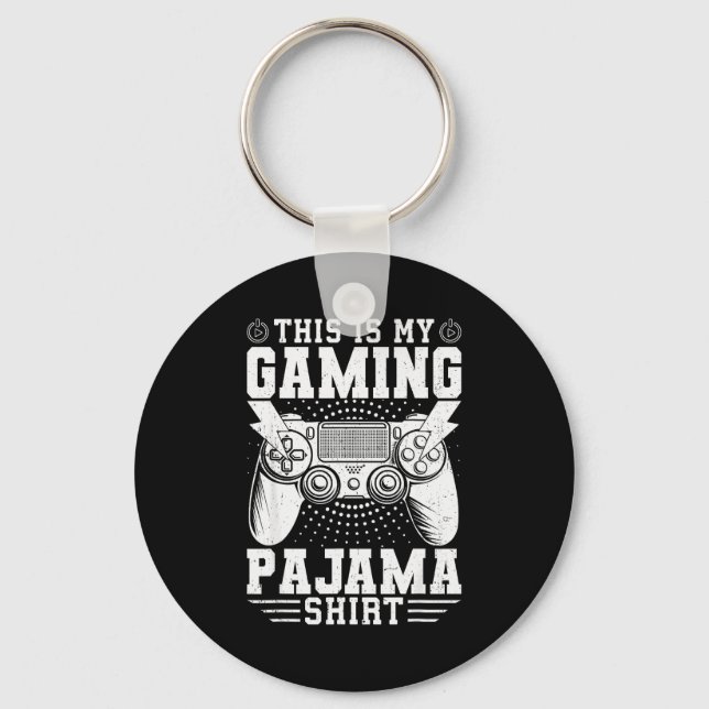 Video Game This Is My Gaming Pajama Funny Gamer Bo Keychain (Front)