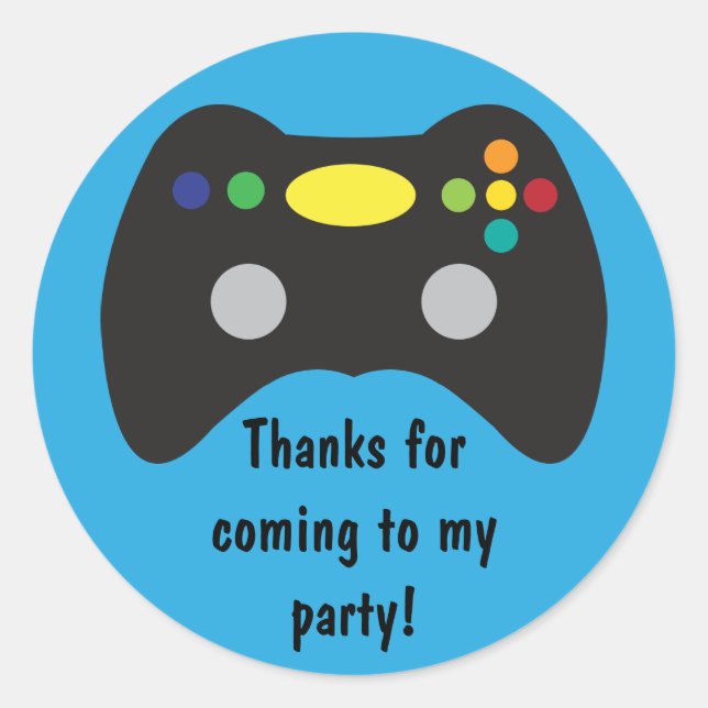 Video Game Truck Birthday Party Favour Classic Round Sticker (Front)