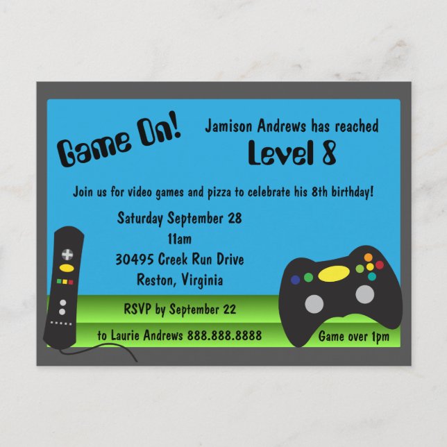 Video Game Truck Birthday Party Invitations (Front)