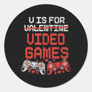 Video Game Valentines Day for Boys Kids Teenager Classic Round Sticker