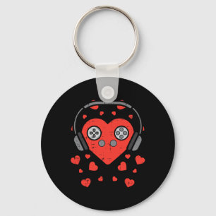 Video Game Valentines Day Gamer Boys Men Girls Gif Keychain