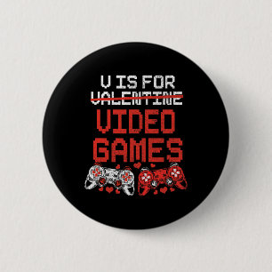 Video Game Valentines Day Shirt For Boys Kids Teen 2 Inch Round Button