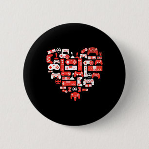 Video Game Valentines Day Shirt For Boys Kids Teen 2 Inch Round Button