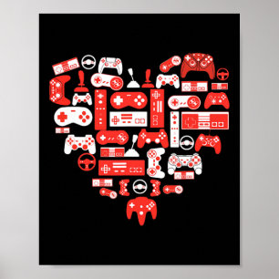 Video Game Valentines Day Shirt For Boys Kids Teen Poster