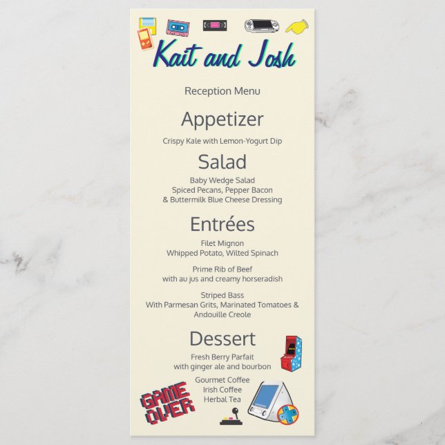 Video Game Wedding Menu (Front)