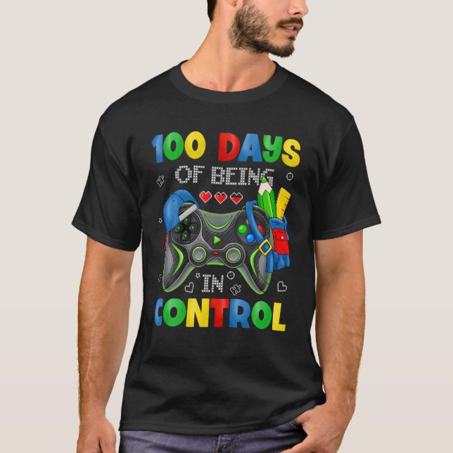 Video Gamer 100 Days Of School Video Game Controll T-Shirt (Front)