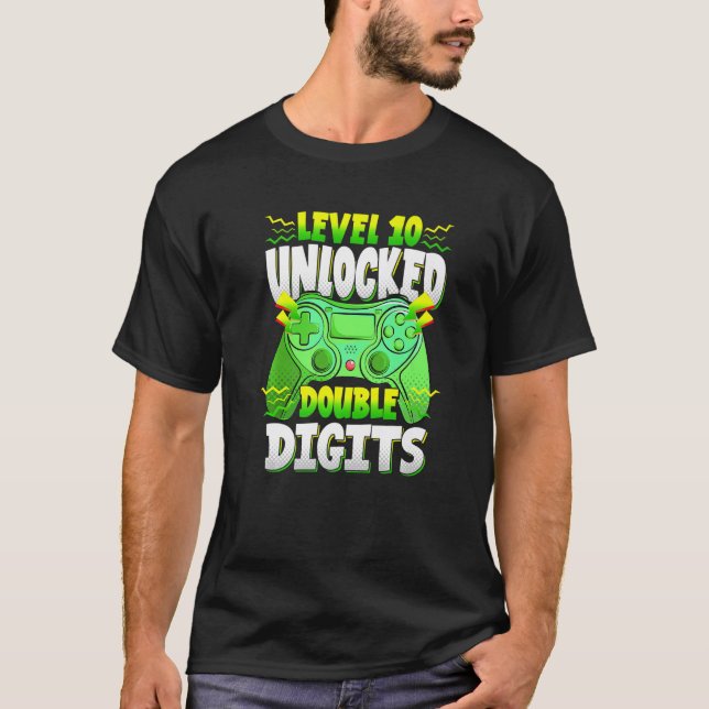 Video Gamer  10th Birthday Boy Double Digits 10 Ye T-Shirt (Front)