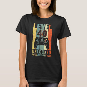 Video Gamer 40 Birthday Level 40 Unlocked Awesome T-Shirt