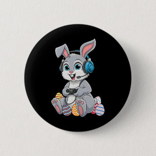 Video Gamer Bunny Egg Gaming Boys Men Kids Happy E 2 Inch Round Button