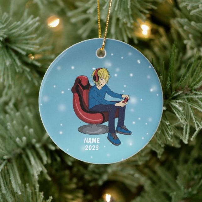 Video Gamer Ceramic Ornament (Tree)
