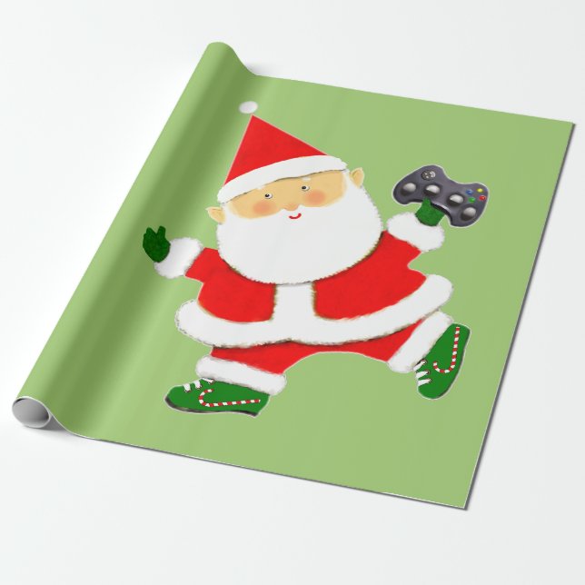 Video Gamer Christmas Holiday Wrapping Paper (Unrolled)