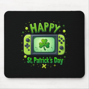 Video Gamer Funny Shamrock Happy St Patrick's Day Mouse Pad