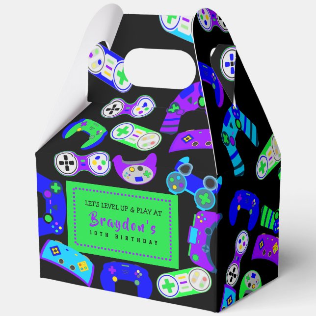 VIDEO GAMER GAMING Kids Birthday Party Favor Box (Back)