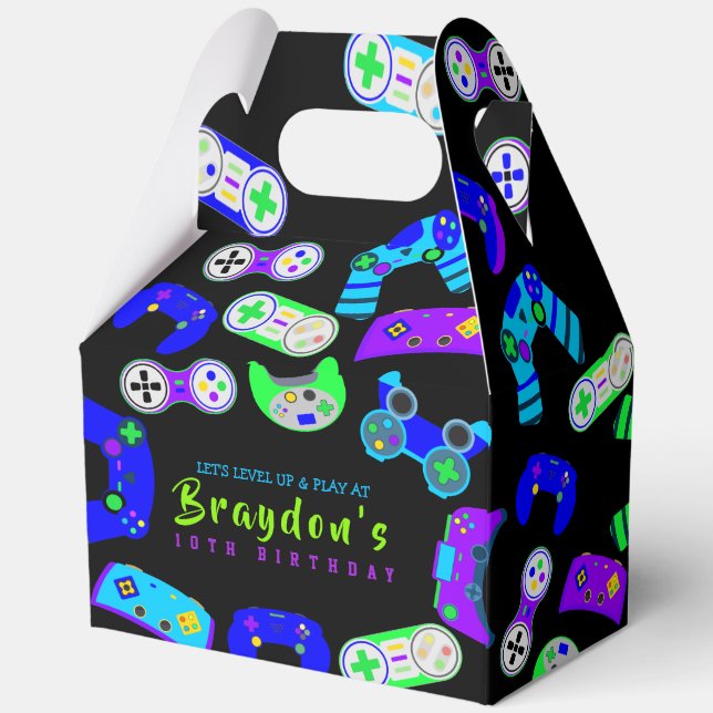 VIDEO GAMER GAMING Kids Birthday Party Favor Box (Back)