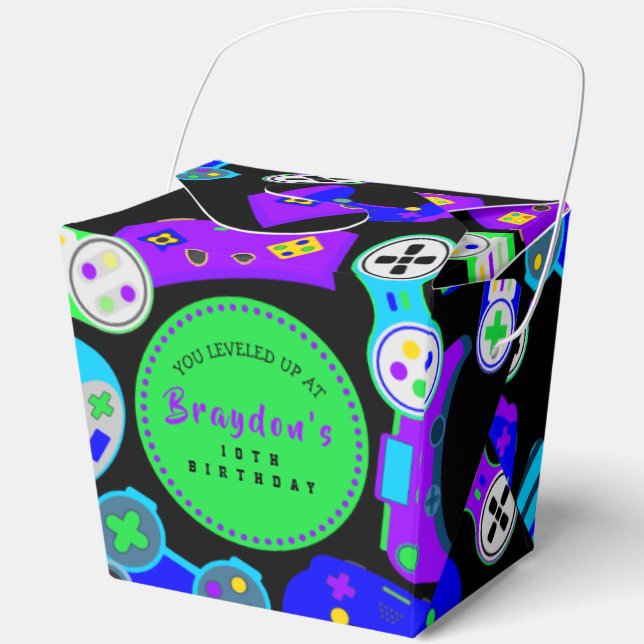VIDEO GAMER GAMING Kids Birthday Party Favor Box (Front)