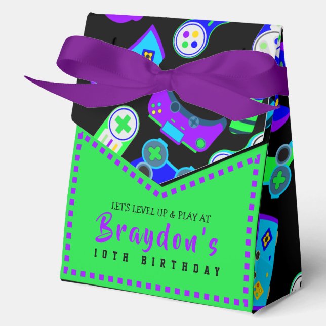 VIDEO GAMER GAMING Kids Birthday Party Favor Box (Front)