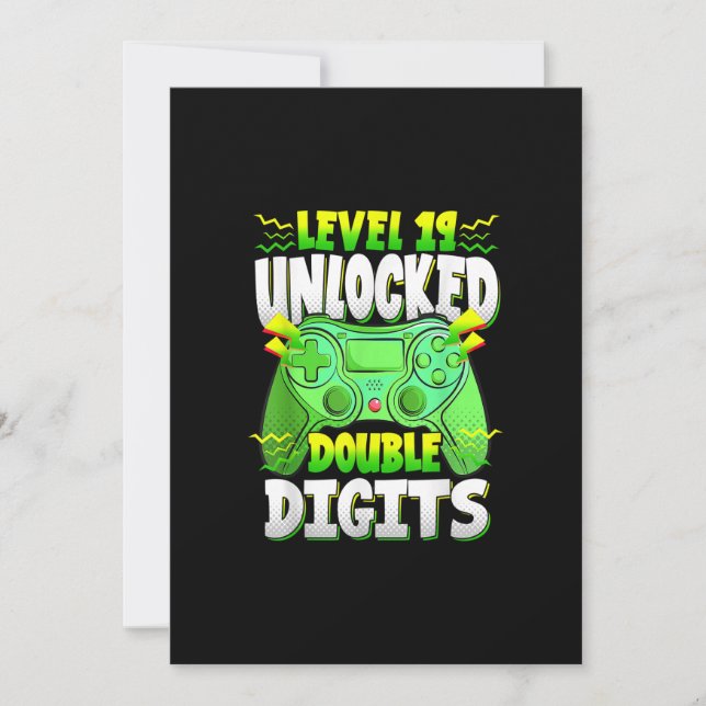 Video Gamer Gift 19th Birthday Boy Double Digits 1 Invitation (Front)