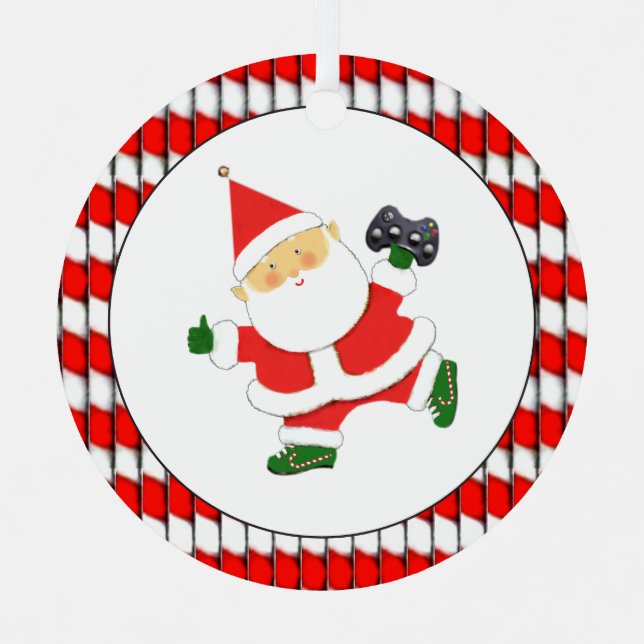 Video Gamer Gift Personalized Metal Ornament (Front)