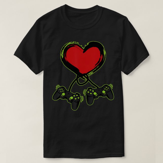 Video Gamer Heart Controller Valentines Day Shirt  (Design Front)