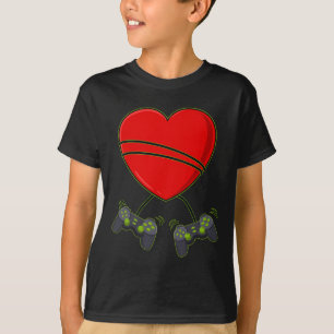Video Gamer Heart Controllers Valentines Day Boys T-Shirt