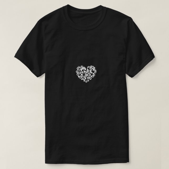 Video Gamer Heart of Controllers Valentine's Day  T-Shirt (Design Front)