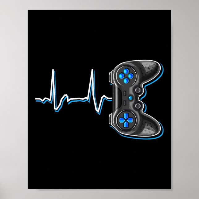 Video Gamer Heartbeat Video Game Controller Gift K Poster (Front)