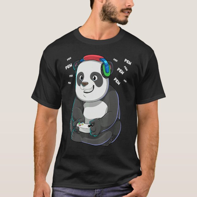 Video Gamer Panda Gaming Panda Bear Pew Gamer Kids T-Shirt (Front)