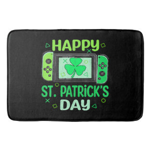 Video Gamer Shamrock Happy St Patricks Day Bath Mat