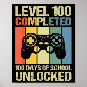 Video Gamer Student 100th Day Teacher 100 Days Of  Poster