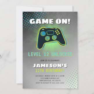 Video Gamer Teen Birthday Party Invitation