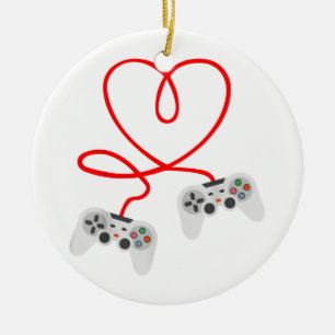 Video Gamer Valentines Day T-Shirt With Controller Ceramic Ornament