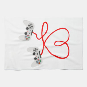 Video Gamer Valentines Day T-Shirt With Controller Kitchen Towel