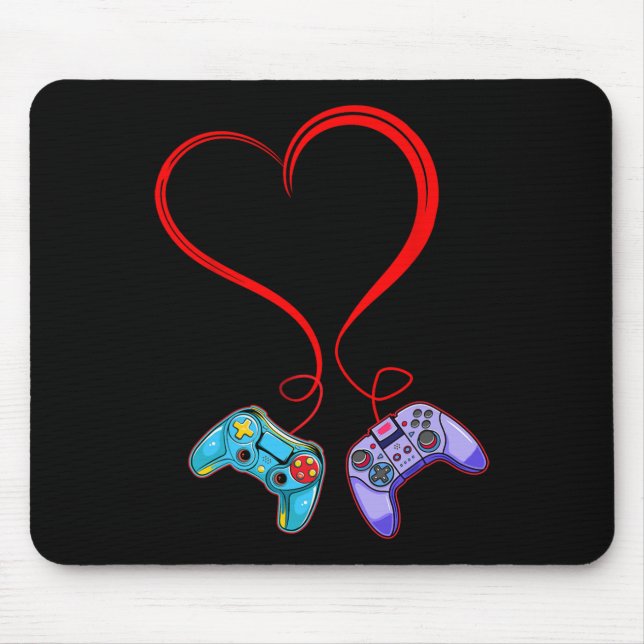 Video Gamer Valentines Day Video Game Controller H Mouse Pad (Front)