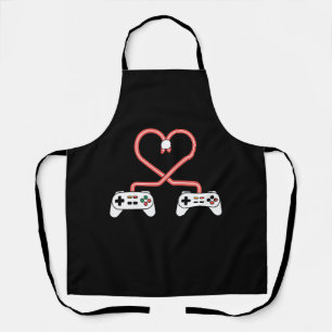 Video Gamer Valentines Day With Controllers Heart  Apron