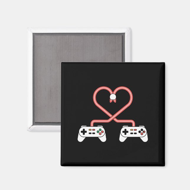 Video Gamer Valentines Day With Controllers Heart  Magnet (Front/Back)