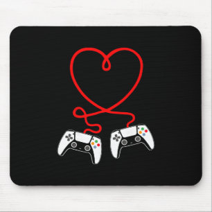 Video Gamer Valentines Day With Controllers Heart Mouse Pad