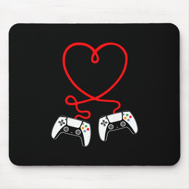 Video Gamer Valentines Day With Controllers Heart  Mouse Pad (Front)