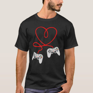 Video Gamer Valentines Day With Controllers Heart T-Shirt