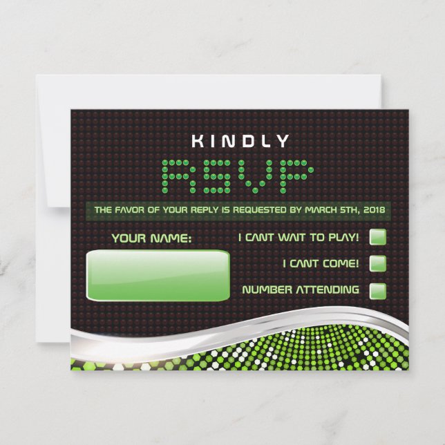 VIDEO GAMES Bar Bat Mitzvah Invitation Reply Card (Front)