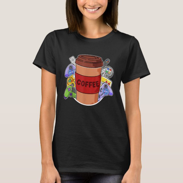 Video Games & Coffee Console & PC Gamer Coffee T-Shirt (Front)