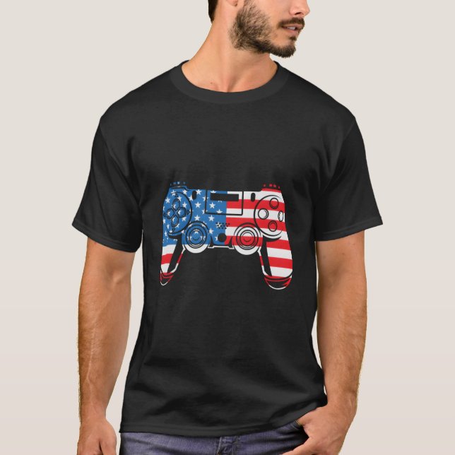 Video Games Controller Fourth 4Th Of July American T-Shirt (Front)